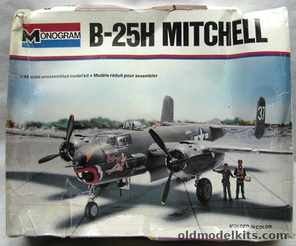 Monogram 1/48 B-25H Mitchell Medium Bomber with Diorama Sheet, 5500 plastic model kit
